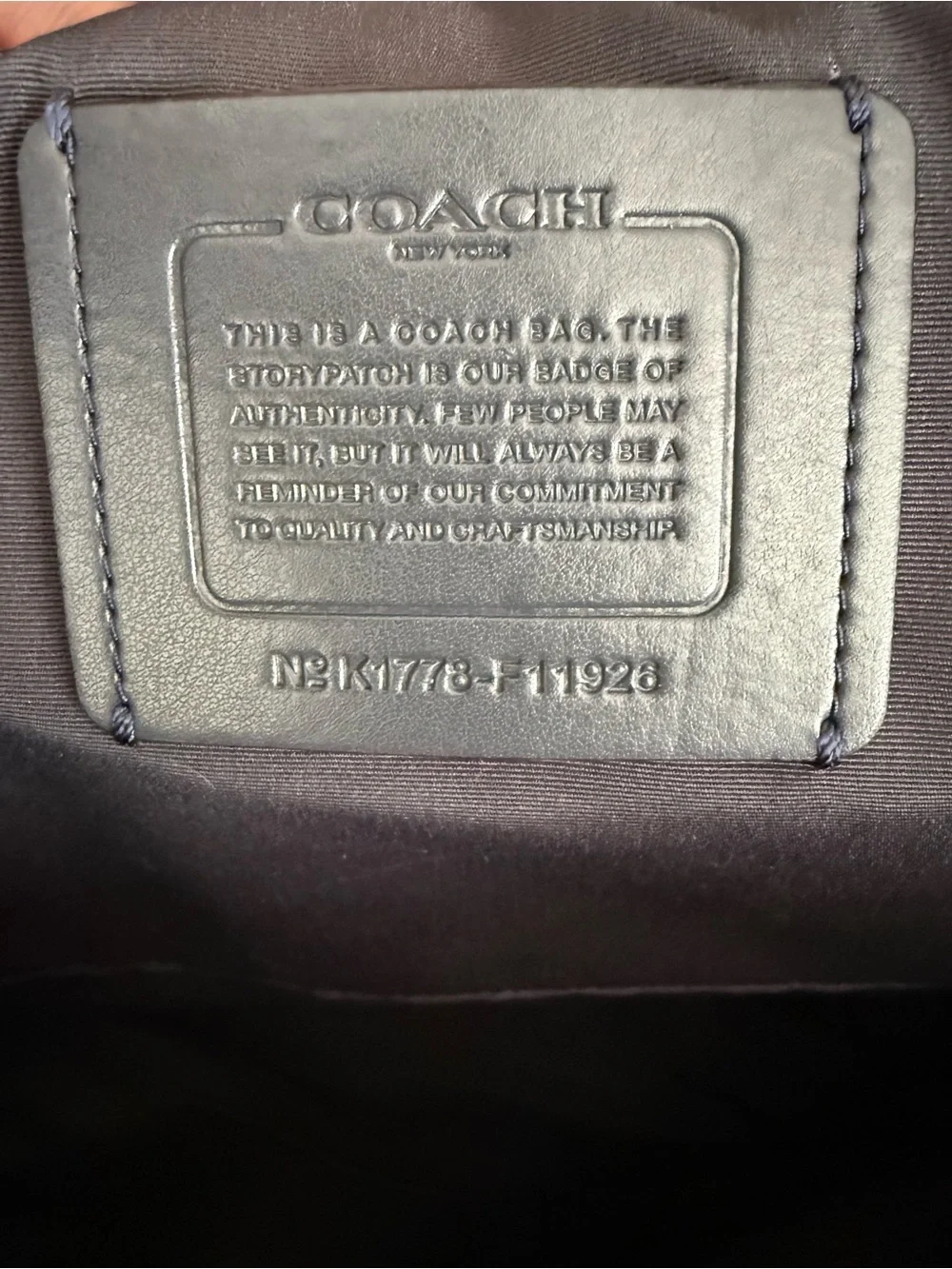 COACH Large City Tote Bag Coated Crossgrain Leather Tote, Navy, EUC - Picture 9 of 15
